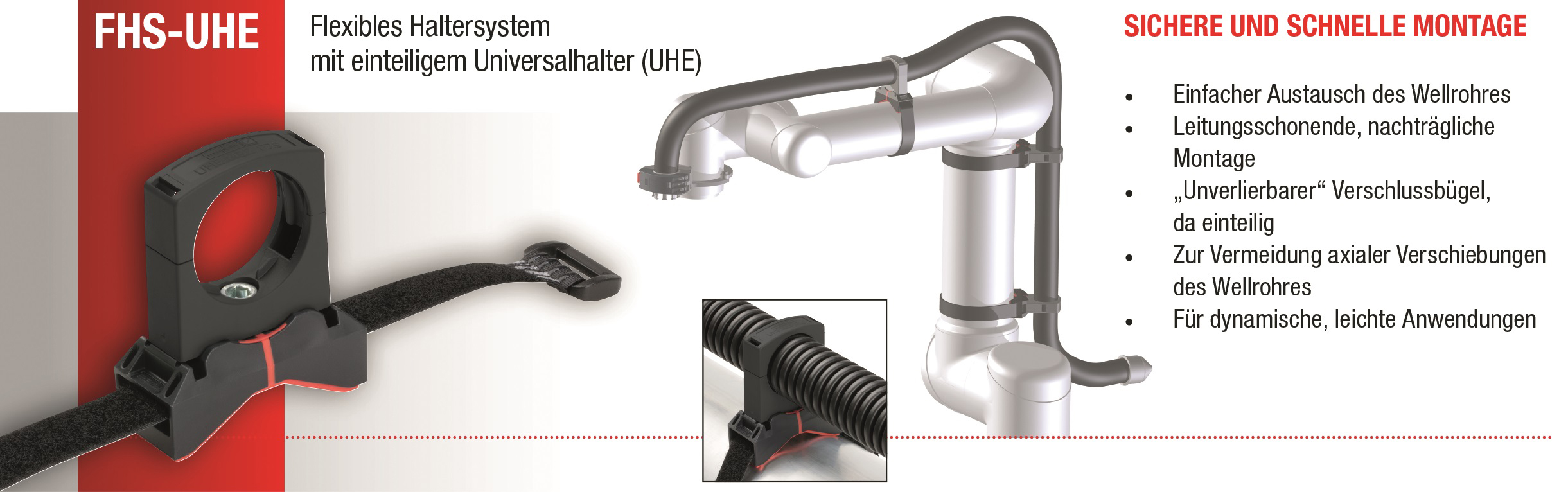 Abb.4: Flexibles Haltersystem mit einteiligem Universalhalter (FHS-UHE).